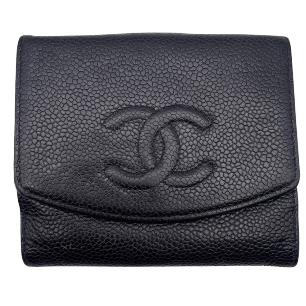 Chanel Caviar Small Leather Compact Wallet Black